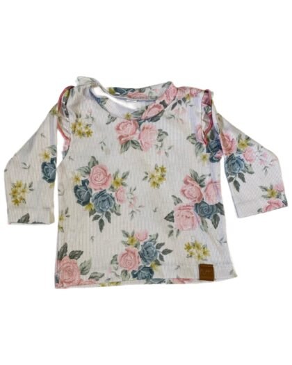 Remera flores con volado filippo 3-6 meses